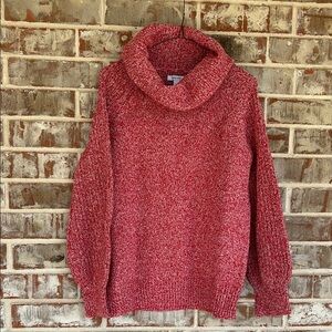 Nine West Marled Red Cowl Neck Raglan Sleeve Sweater